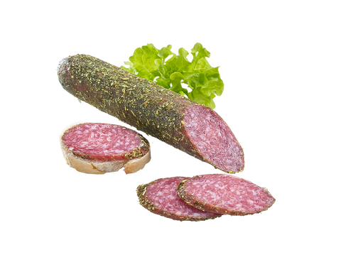 Brotkleesalami, luftgetrocknete Salami mit Brotkleekruste