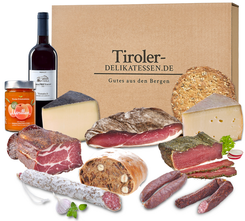 Speck-Käse-Paket, Geschenkset ,,Gourmettraum,, (mit Wein)