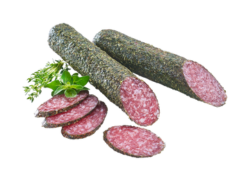 Kräutersalami, luftgetrocknete Salami mit Kräuterkruste